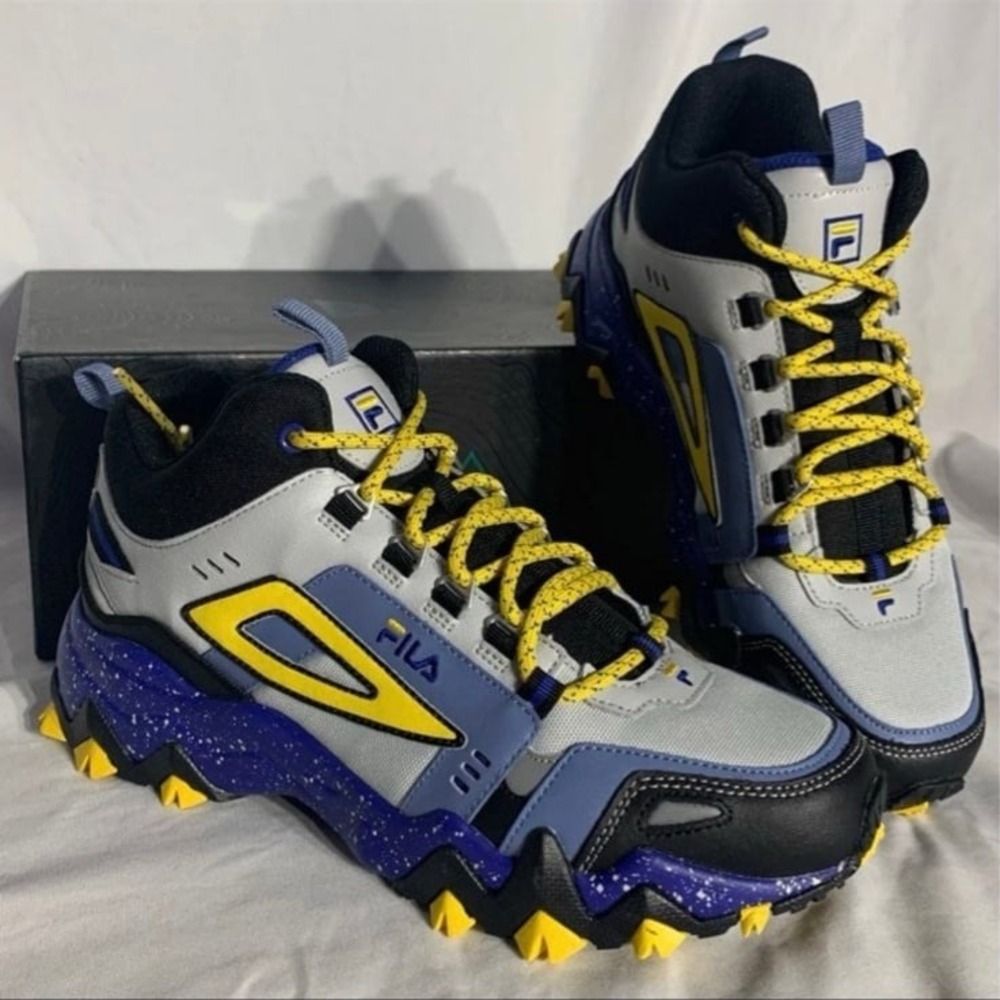 Fila Oakmont Trail Mid Top Sneakers New Black Blue Yellow Mens 8 - Picture 1 of 7